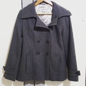 Calvin Klein Gray Wool Peacoat with lining